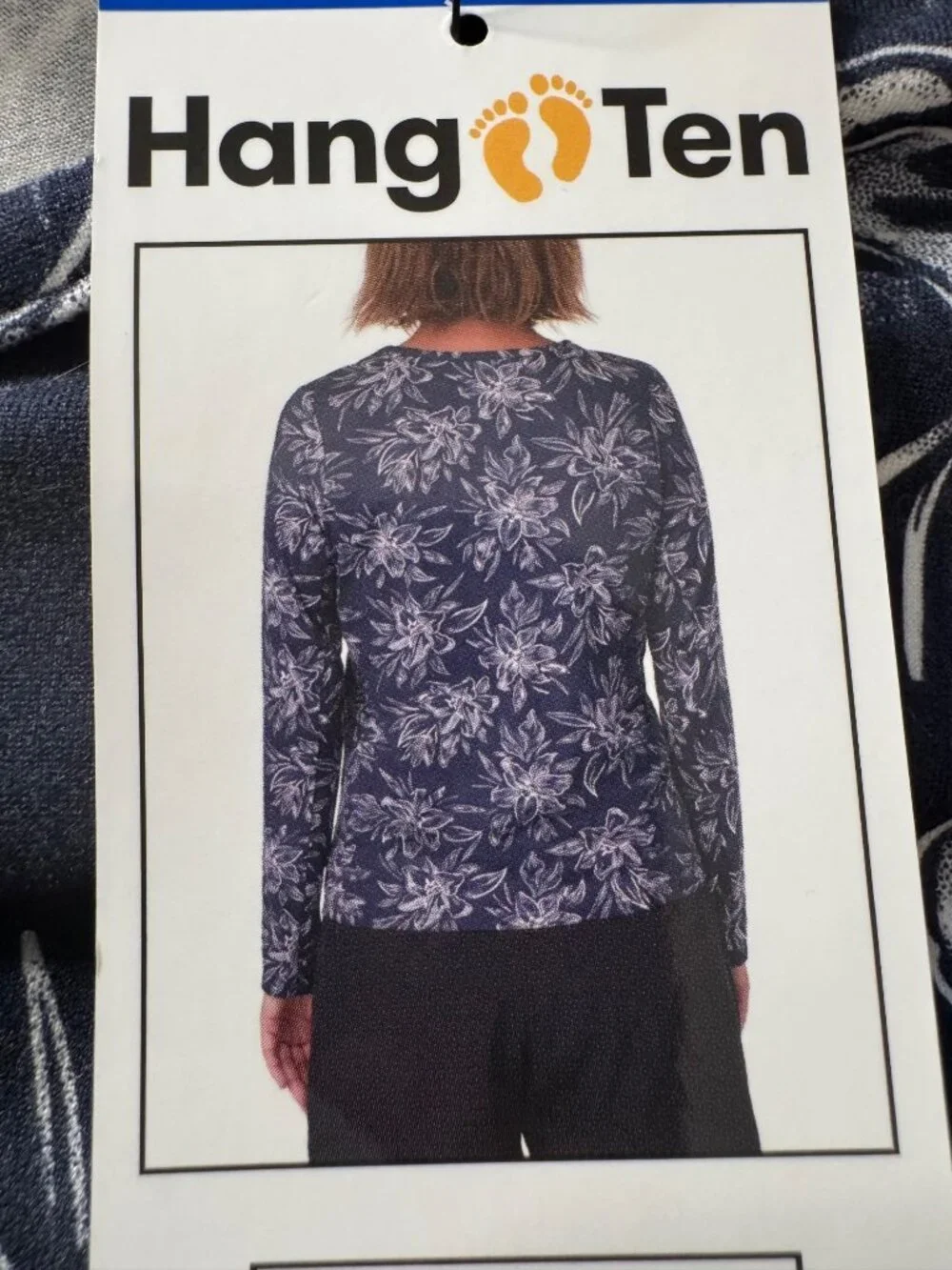 Hang Ten Long Sleeve Swim Shirt Size Large UPF 50+ Zip Pocket Quick Dry NWT Navy